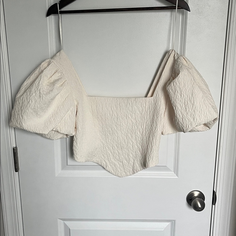 Zara Textured Cream Blouse